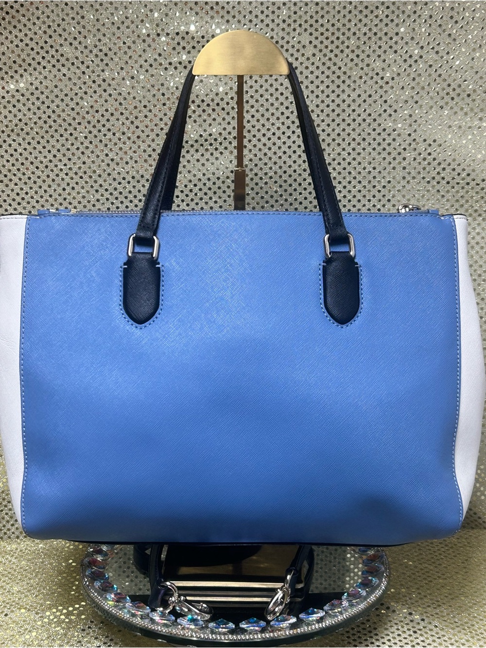 Kate Spade Laurel Way Blue and Crossbody Tote Bag Approx. 17 x 11 x 4. - Picture 3 of 9